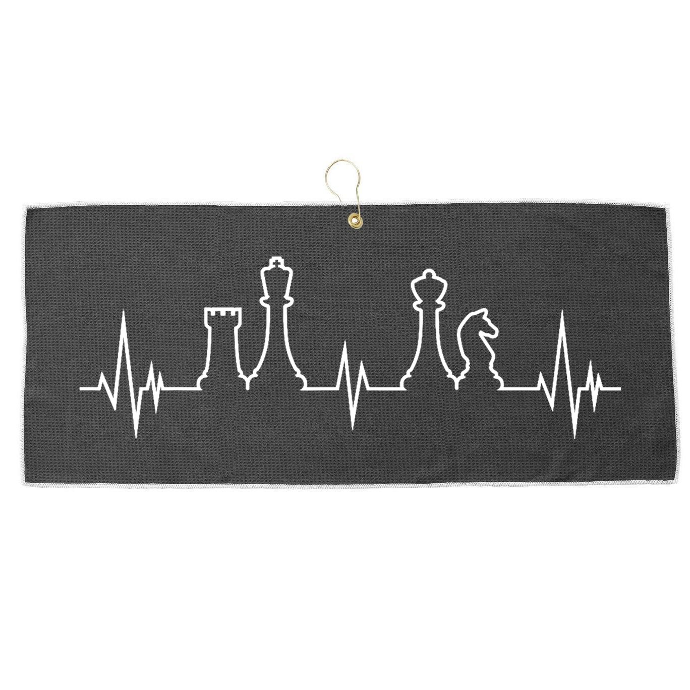 Chess, Chess Club, Chess Heartbeat Large Microfiber Waffle Golf Towel