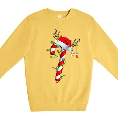 Candy Cane Crew Santa Christmas Lights Xmas Premium Crewneck Sweatshirt