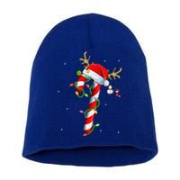 Candy Cane Crew Santa Christmas Lights Xmas Short Acrylic Beanie