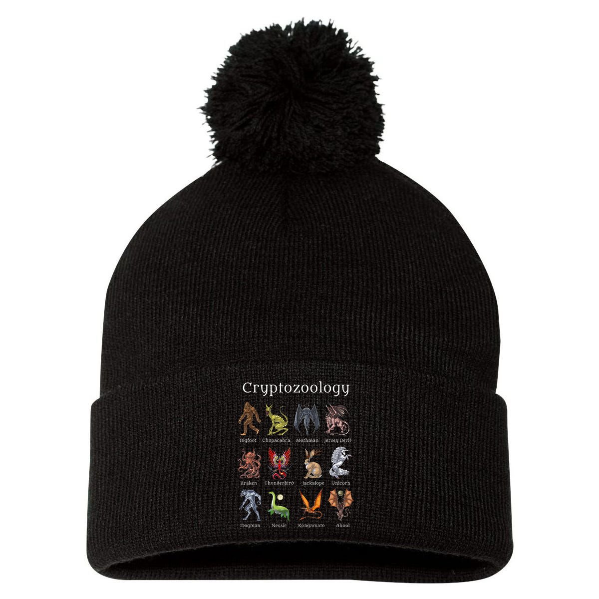 Cryptozoology Cryptid Creatures Fantasy Mythical Monsters Pom Pom 12in Knit Beanie