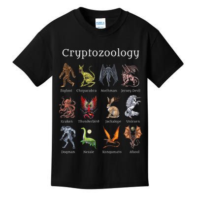 Cryptozoology Cryptid Creatures Fantasy Mythical Monsters Kids T-Shirt