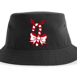 Christmas Candy Cane Santa Xmas Sustainable Bucket Hat