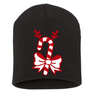 Christmas Candy Cane Santa Xmas Short Acrylic Beanie