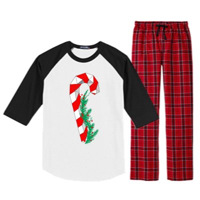 Christmas Candy Cane Santa Xmas Raglan Sleeve Pajama Set