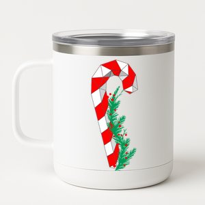 Christmas Candy Cane Santa Xmas 12 oz Stainless Steel Tumbler Cup