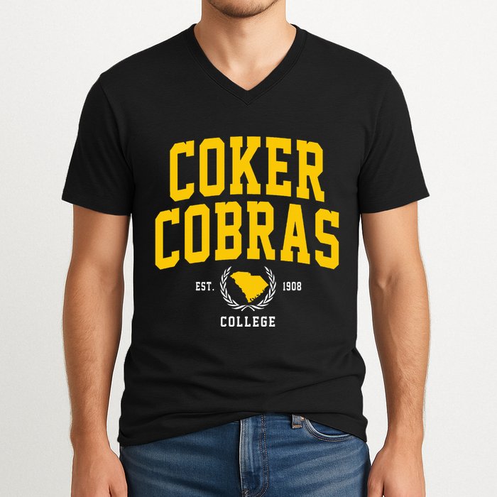 Coker College Cobras Arch Design V-Neck T-Shirt