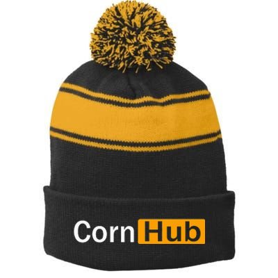 Cornhub Cornhole Cornholer Stripe Pom Pom Beanie