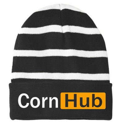 Cornhub Cornhole Cornholer Striped Beanie with Solid Band