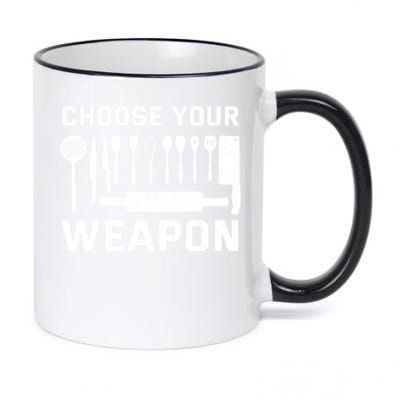 Chef Cook Cooking Choose Your Weapon Kitchen Knife Fork Gift 11oz Black Color Changing Mug