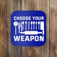 Chef Cook Cooking Choose Your Weapon Kitchen Knife Fork Gift Coaster