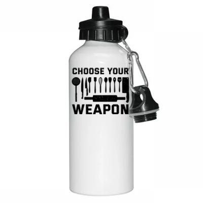 Chef Cook Cooking Choose Your Weapon Kitchen Knife Fork Gift Aluminum Water Bottle 