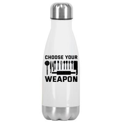 Chef Cook Cooking Choose Your Weapon Kitchen Knife Fork Gift Stainless Steel Insulated Water Bottle