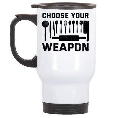 Chef Cook Cooking Choose Your Weapon Kitchen Knife Fork Gift Stainless Steel Travel Mug