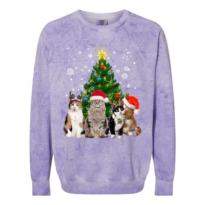 Cute Cat Christmas Tree Cat Lover Xmas Cat Mom Gift Colorblast Crewneck Sweatshirt