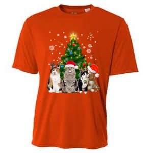 Cute Cat Christmas Tree Cat Lover Xmas Cat Mom Gift Cooling Performance Crew T-Shirt