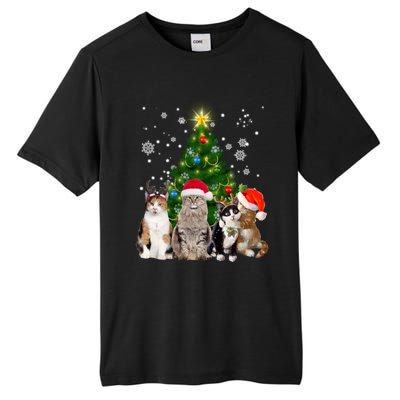 Cute Cat Christmas Tree Cat Lover Xmas Cat Mom Gift Tall Fusion ChromaSoft Performance T-Shirt