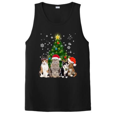 Cute Cat Christmas Tree Cat Lover Xmas Cat Mom Gift PosiCharge Competitor Tank