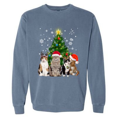 Cute Cat Christmas Tree Cat Lover Xmas Cat Mom Gift Garment-Dyed Sweatshirt