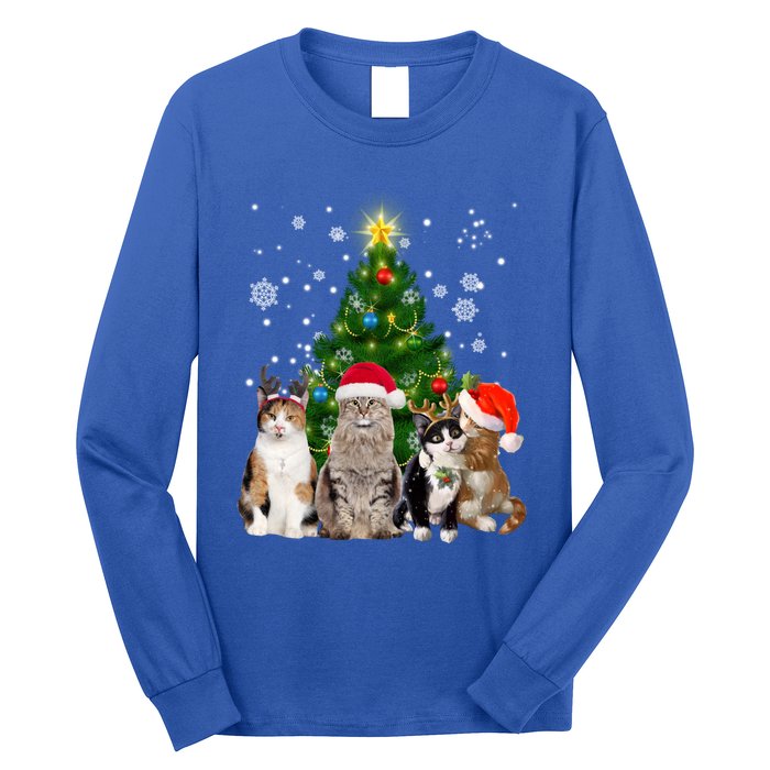 Cute Cat Christmas Tree Cat Lover Xmas Cat Mom Gift Long Sleeve Shirt