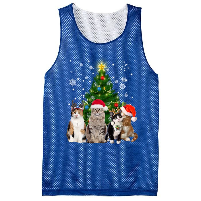 Cute Cat Christmas Tree Cat Lover Xmas Cat Mom Gift Mesh Reversible Basketball Jersey Tank