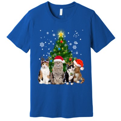 Cute Cat Christmas Tree Cat Lover Xmas Cat Mom Gift Premium T-Shirt