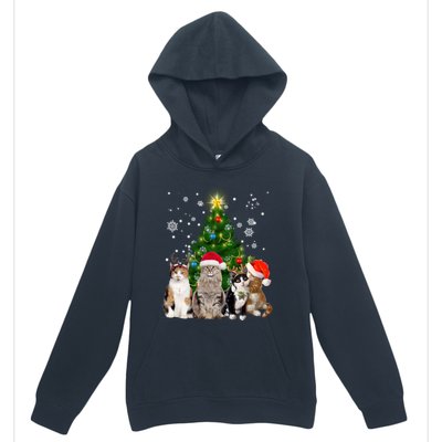 Cute Cat Christmas Tree Cat Lover Xmas Cat Mom Gift Urban Pullover Hoodie