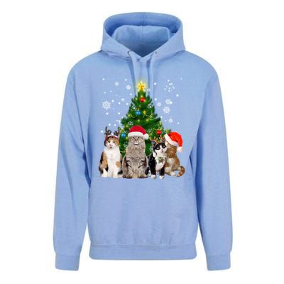 Cute Cat Christmas Tree Cat Lover Xmas Cat Mom Gift Unisex Surf Hoodie