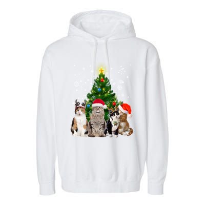 Cute Cat Christmas Tree Cat Lover Xmas Cat Mom Gift Garment-Dyed Fleece Hoodie