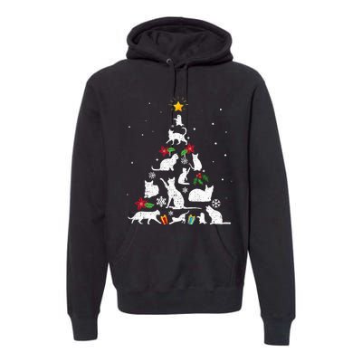 Cute Cat Christmas Tree Merry Catmas Cat Lovers  Premium Hoodie