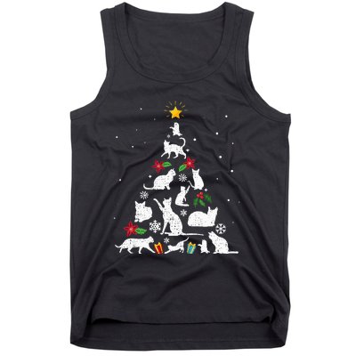 Cute Cat Christmas Tree Merry Catmas Cat Lovers  Tank Top