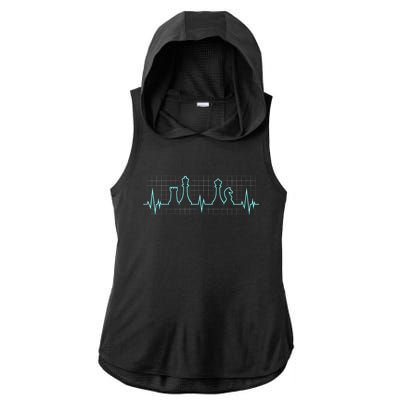 Chess, Chess Club, Chess Heartbeat Ladies PosiCharge Tri-Blend Wicking Draft Hoodie Tank