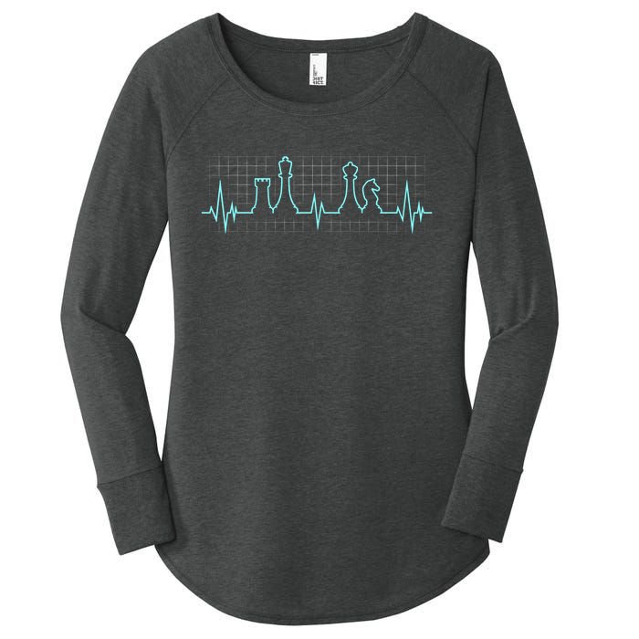 Chess, Chess Club, Chess Heartbeat Women's Perfect Tri Tunic Long Sleeve Shirt