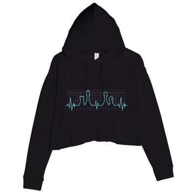 Chess, Chess Club, Chess Heartbeat Crop Fleece Hoodie