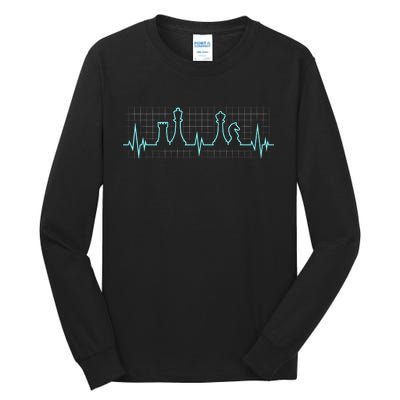 Chess, Chess Club, Chess Heartbeat Tall Long Sleeve T-Shirt