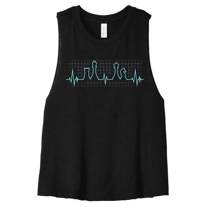 Chess, Chess Club, Chess Heartbeat Women's Racerback Cropped Tank