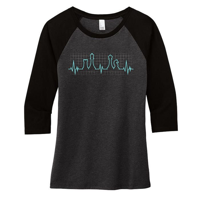 Chess, Chess Club, Chess Heartbeat Women's Tri-Blend 3/4-Sleeve Raglan Shirt