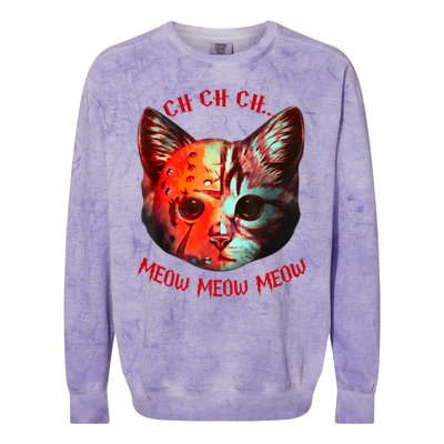 Ch Ch Ch Meow Meow Halloween Scary Cat Colorblast Crewneck Sweatshirt