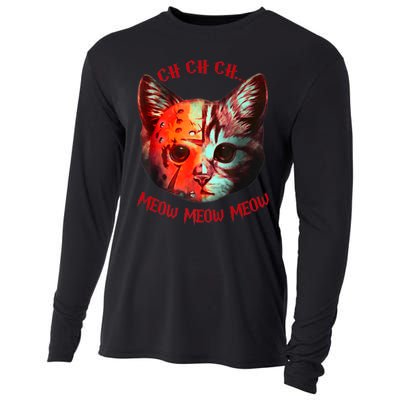 Ch Ch Ch Meow Meow Halloween Scary Cat Cooling Performance Long Sleeve Crew