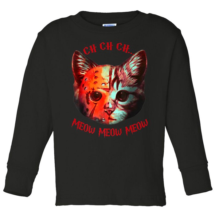 Ch Ch Ch Meow Meow Halloween Scary Cat Toddler Long Sleeve Shirt