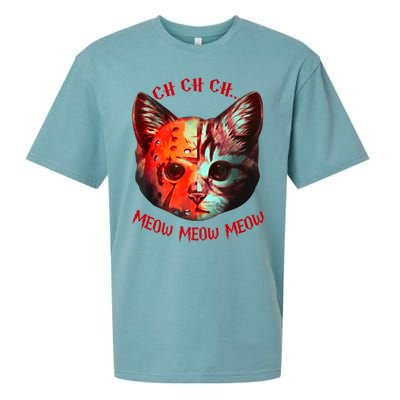 Ch Ch Ch Meow Meow Halloween Scary Cat Sueded Cloud Jersey T-Shirt