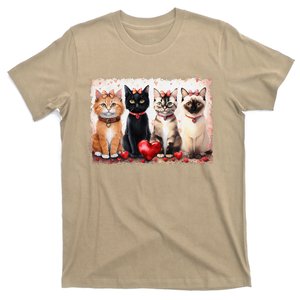 Cute Cat Coquette Bow Valentine Heart Kitty Cat Lover T-Shirt