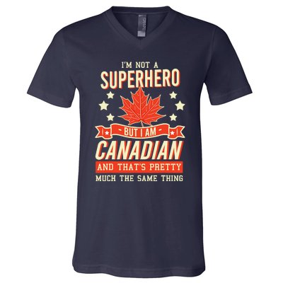 Canadian Canada Citizen Flag Superhero Power Eh V-Neck T-Shirt