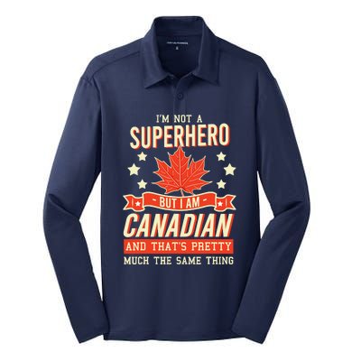 Canadian Canada Citizen Flag Superhero Power Eh Silk Touch Performance Long Sleeve Polo