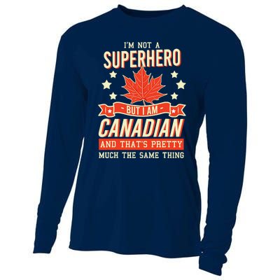 Canadian Canada Citizen Flag Superhero Power Eh Cooling Performance Long Sleeve Crew