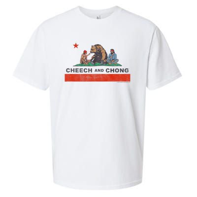 Cheech & Chong Chilling In California Republic Flag Sueded Cloud Jersey T-Shirt