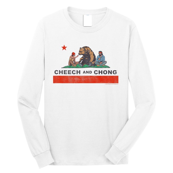 Cheech & Chong Chilling In California Republic Flag Long Sleeve Shirt