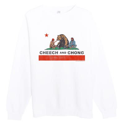 Cheech & Chong Chilling In California Republic Flag Premium Crewneck Sweatshirt