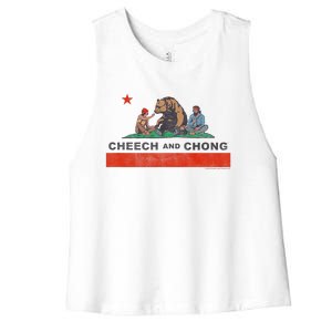 Cheech & Chong Chilling In California Republic Flag Women's Racerback Cropped Tank