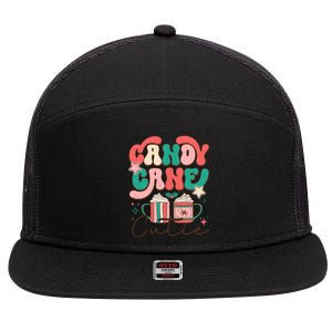 Candy Cane Cutie Festive Graphic 7 Panel Mesh Trucker Snapback Hat