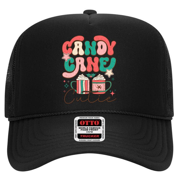 Candy Cane Cutie Festive Graphic High Crown Mesh Back Trucker Hat